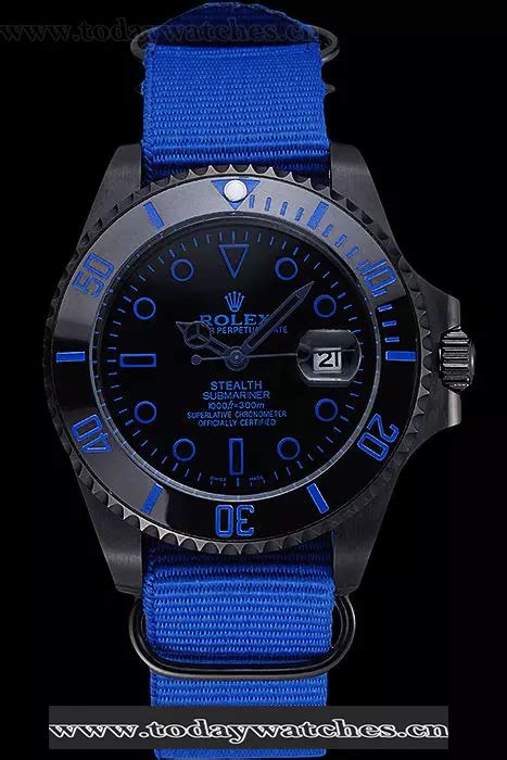 rolex stealth submariner blue nylon strap|cheapest Rolex Submariner price.